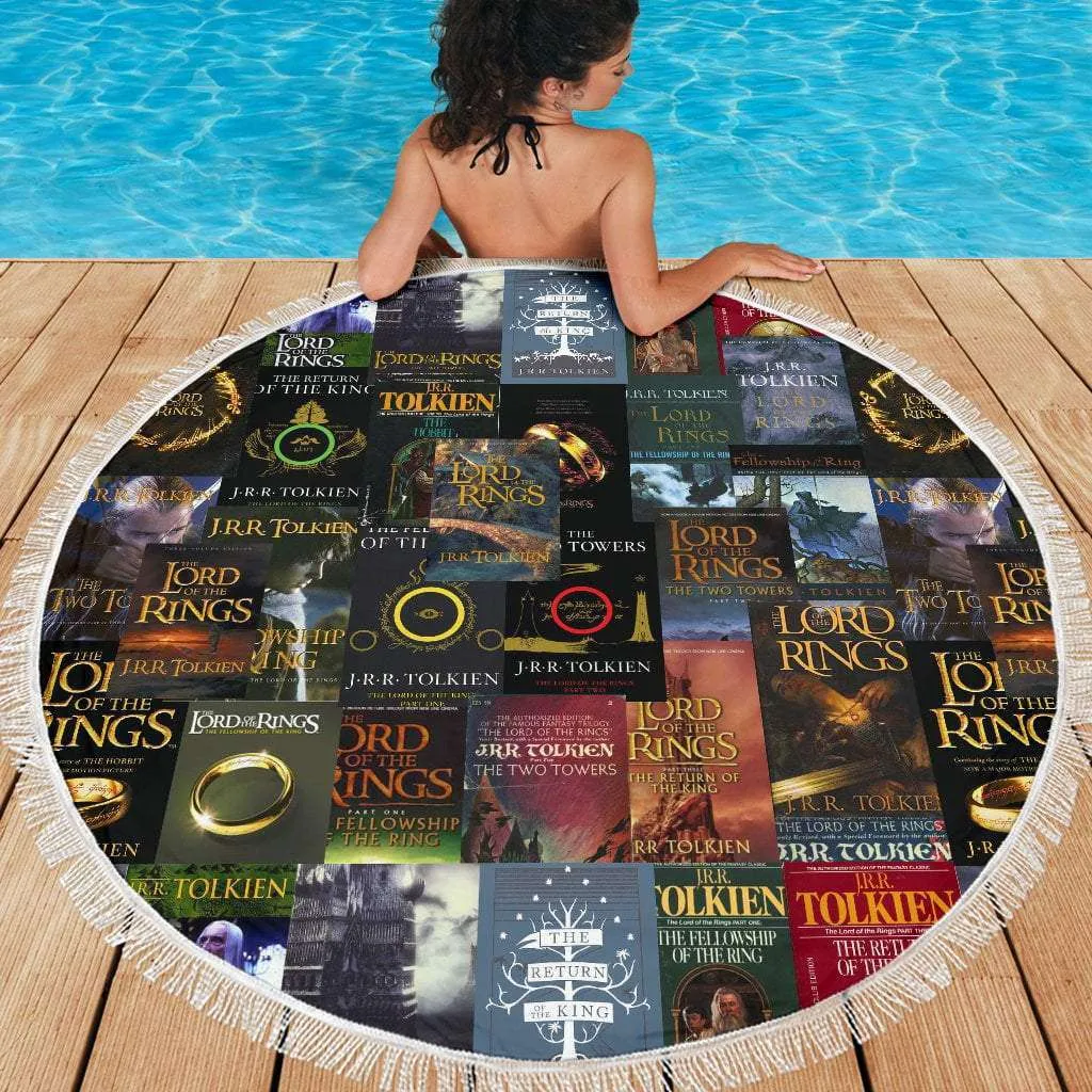 The Lord Of The Rings Book Covers Beach Blanket