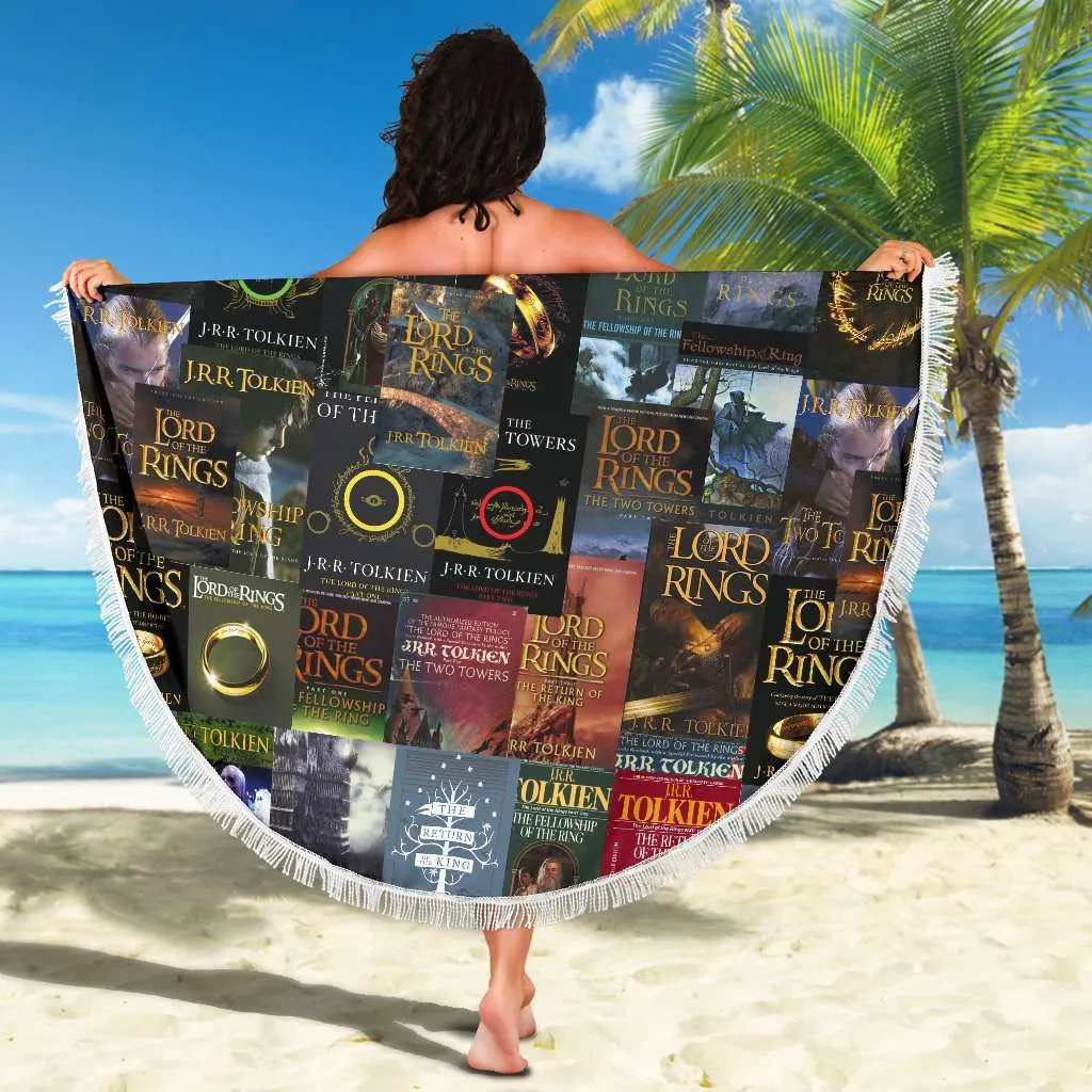 The Lord Of The Rings Book Covers Beach Blanket