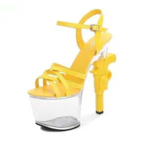 Transparent Summer Sandals for Women Sexy High Heel Patent Leather Pumps