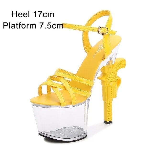 Transparent Summer Sandals for Women Sexy High Heel Patent Leather Pumps