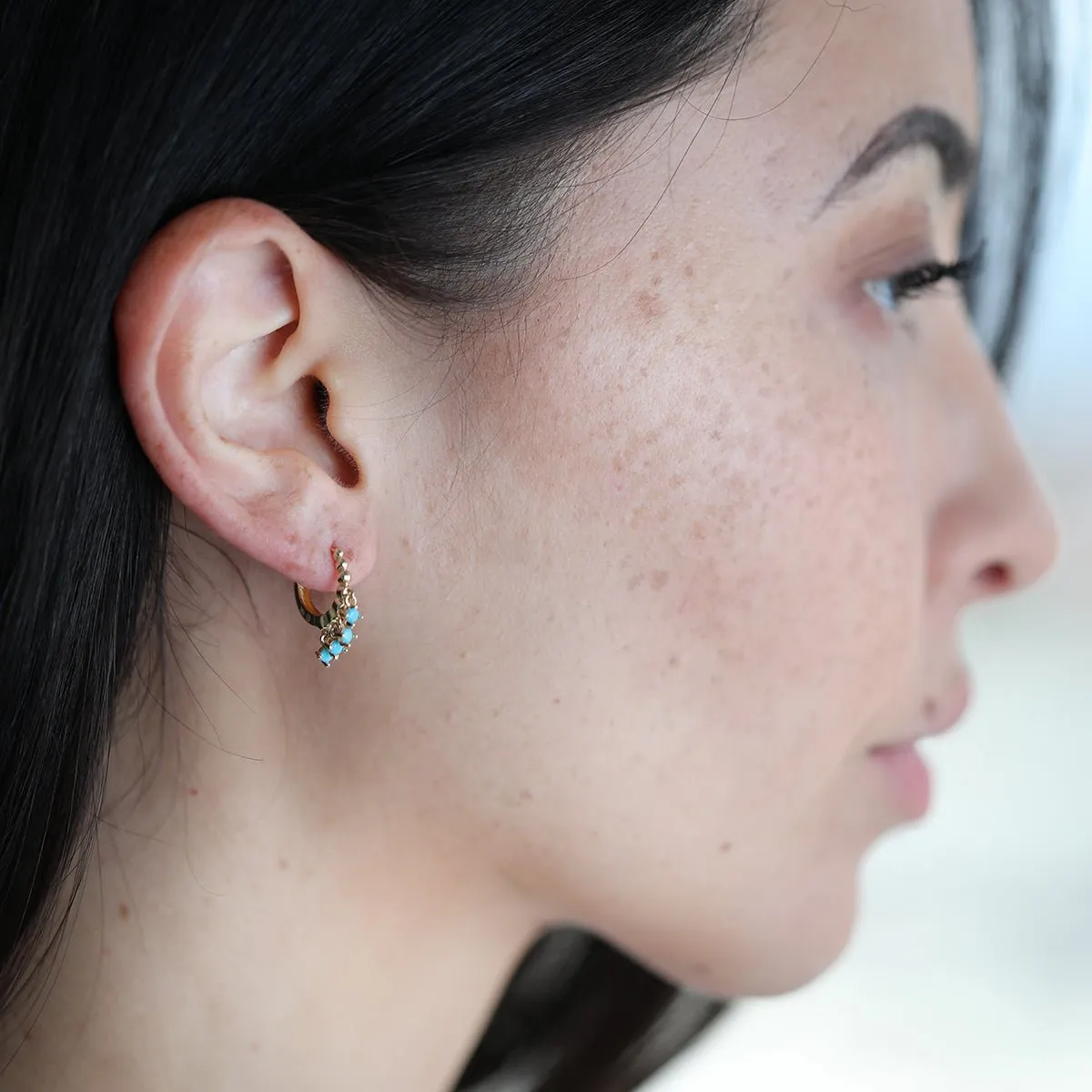 Turquoise Fringe Hoops