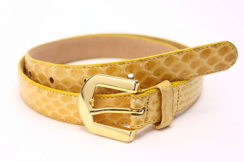 Vintage PIERRE CARDIN Yellow Snakeskin Belt