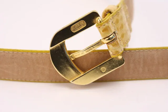 Vintage PIERRE CARDIN Yellow Snakeskin Belt