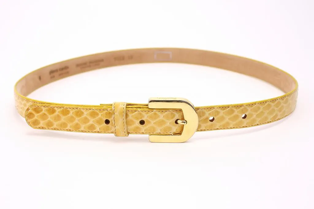 Vintage PIERRE CARDIN Yellow Snakeskin Belt