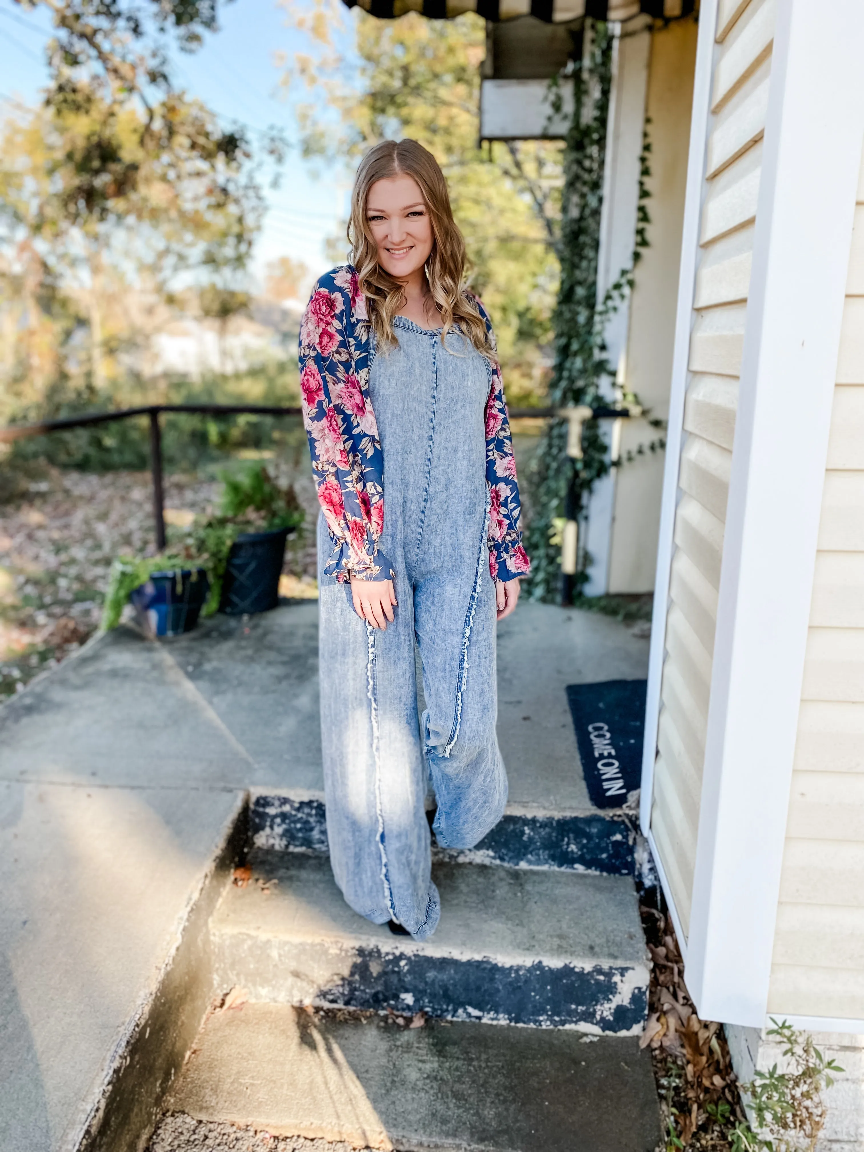 Washed Denim Overalls