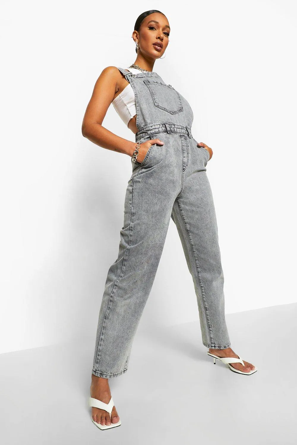 Washed Straight Leg Overalls