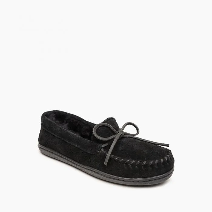  Women's Sheepskin Hardsole Moccasin in Black  