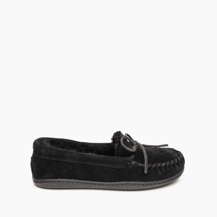  Women's Sheepskin Hardsole Moccasin in Black  