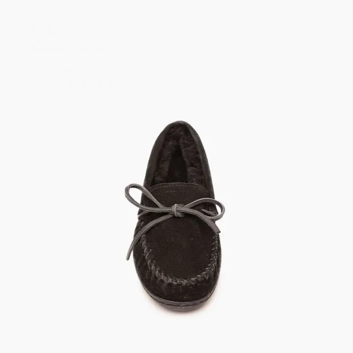  Women's Sheepskin Hardsole Moccasin in Black  