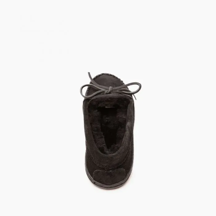  Women's Sheepskin Hardsole Moccasin in Black  