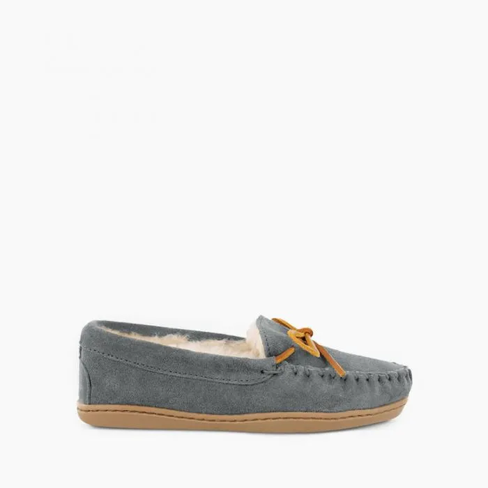  Women's Sheepskin Hardsole Moccasin in Charcoal  