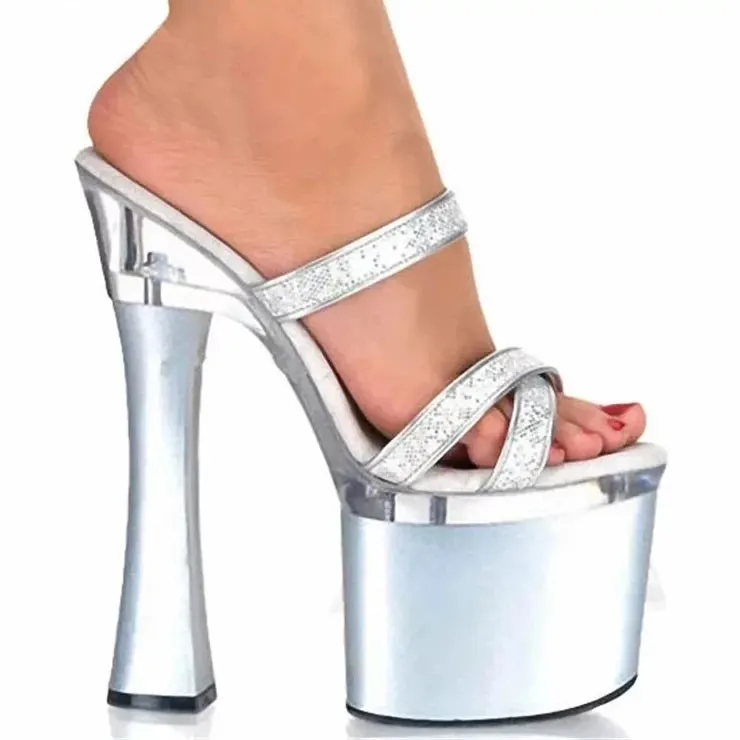 Women's Summer Fashion Sexy Open Toe Dancer Square High Heel Pumps