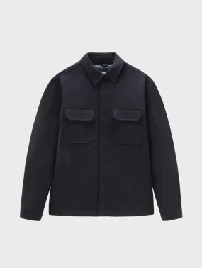 Woolrich Alaskan Recycled Melton Wool Overshirt Blue