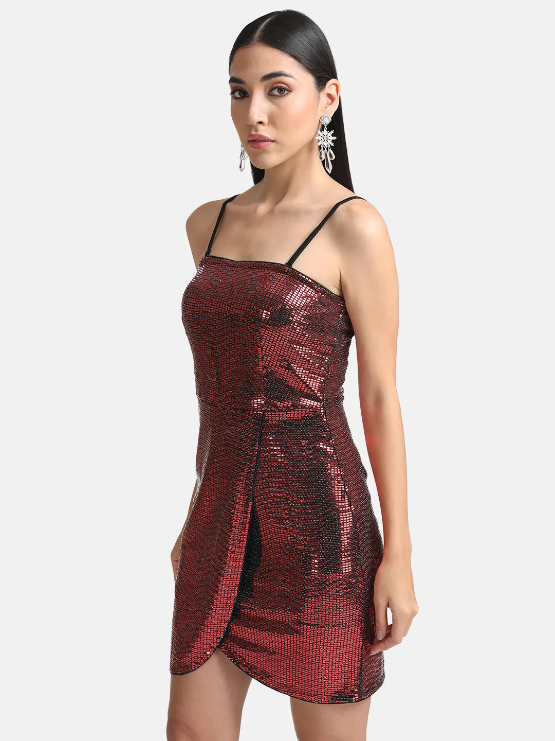 Wrap Stickon Sequin Mini Dress