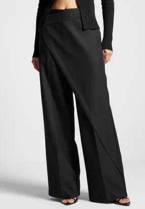 Wrap Tailored Trousers - Black