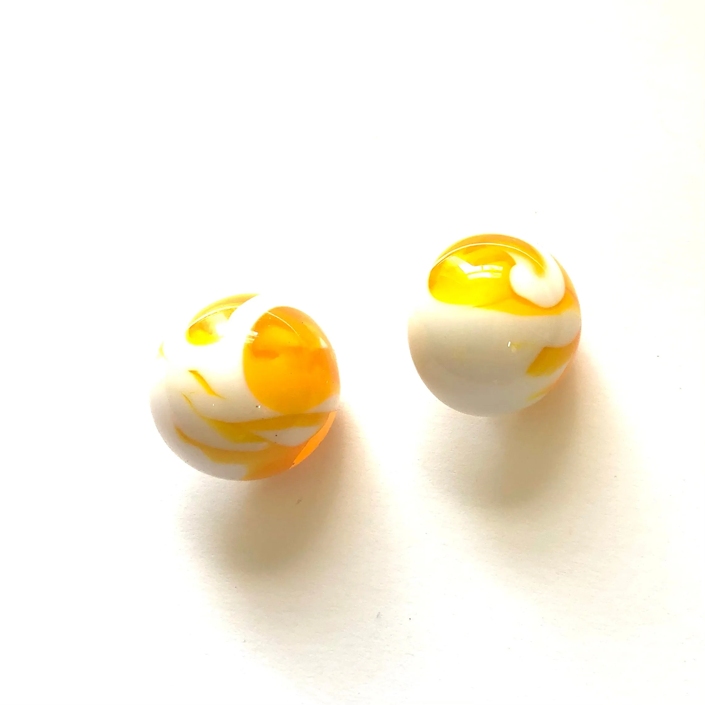 Yellow Cherry Bomb Marbled Retro Button Stud Earrings